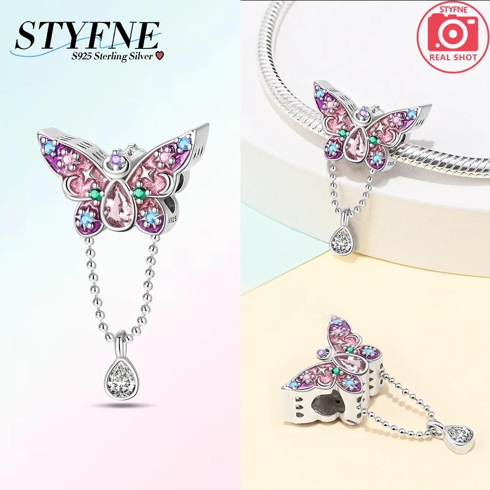 Charms Copper Butterfly Series Zircon Colorful Butterfly Beaded Pendant Fit Original Bracelet Diy Jewelry Making For Women