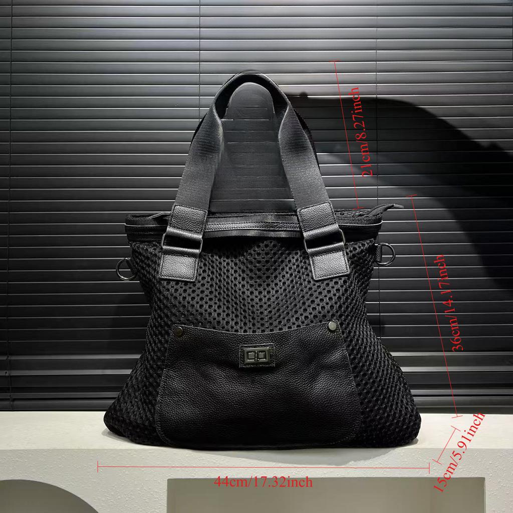 Modieuze en Gepersonaliseerde Mesh Lichtgewicht Tote Bag, Grote Capaciteit Retro Casual Enkele Schouder Diagonale Crossbody Tas