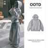 Women's Gray Sweatshirt Jacket - 2025 Early Autumn/Winter Korean-Style Petite Versatile Commuter Outfit