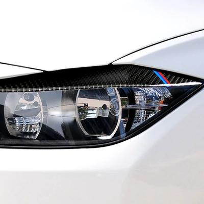 2PCS Carbon Fiber Car Front Headlight Eyebrows Lamp Strip Decorative Stickers For BMW 3 Series F30 2013-15 Exterior