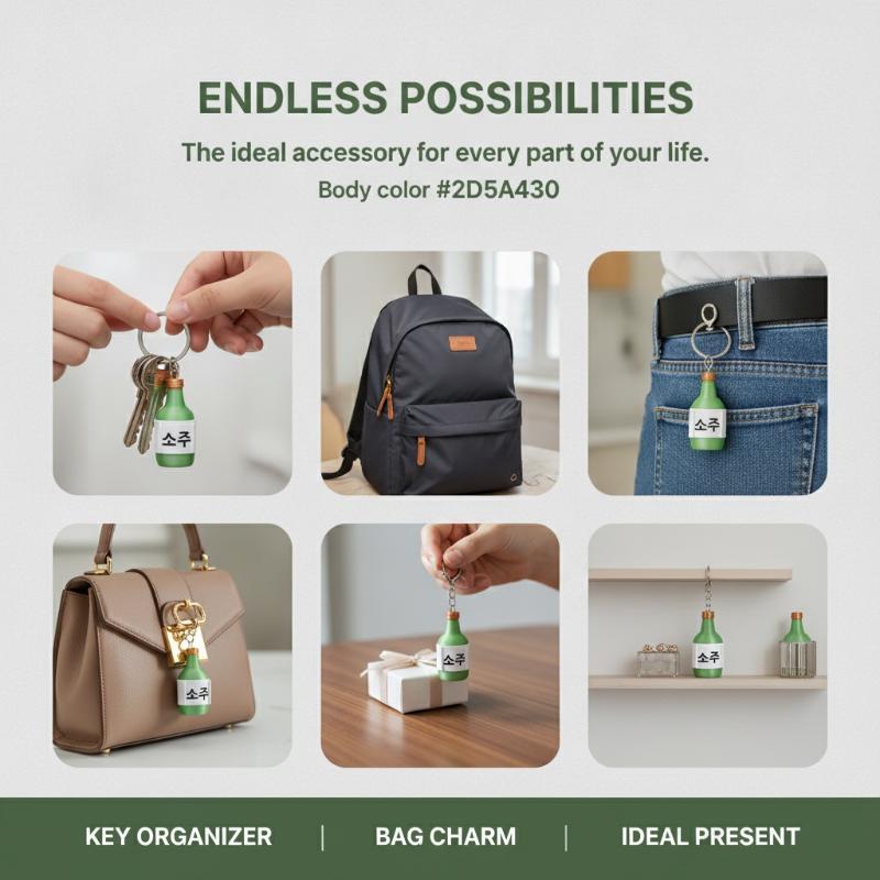 Mini Korean Soju Bottle Clicker Keychain Cute Alcohol Bottle Fidget Toy Portable Stress Anxiety Relief Funny Sensory Item