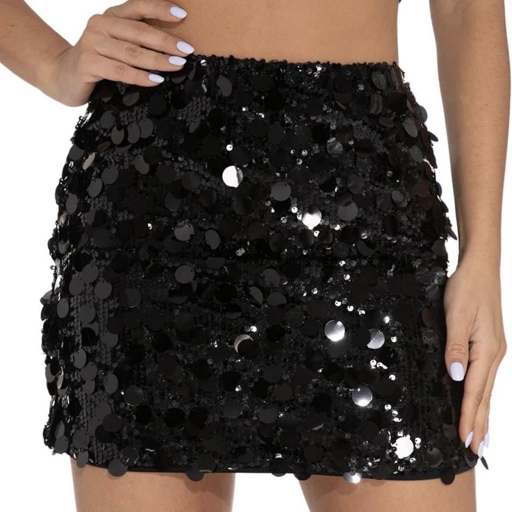 European & American Sexy High-Waist Sequin Mini Skirt – A-line, Ultra-Short, Hip-Hugging Women's Wear