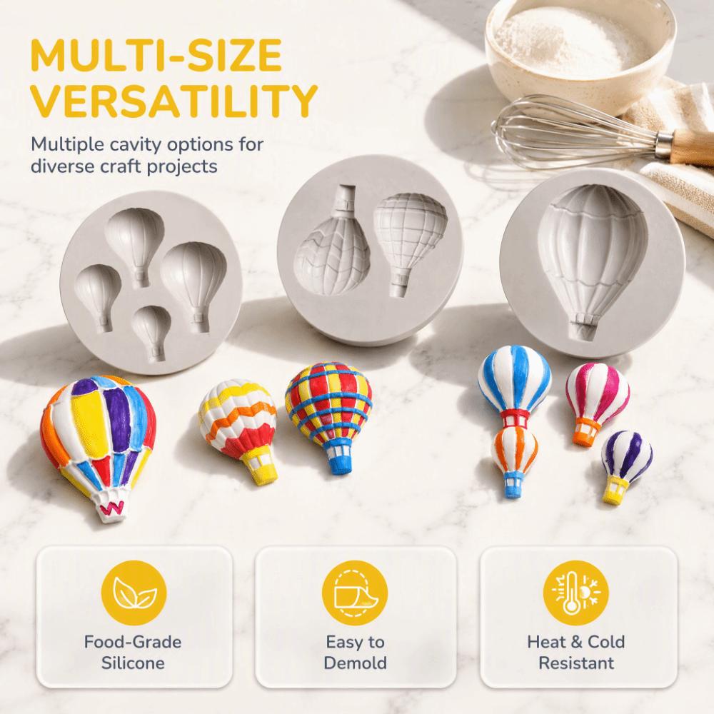 3PCS Silicone Hot Air Balloon Mold Multi-Cavity Chocolate Candy Mold Resin Fondant Polymer Clay