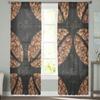 Coffee Beans Sheer Curtains for Living Room Transparent Tulle Window Treatments Bedroom Kitchen Home Decor Veil Drapes
