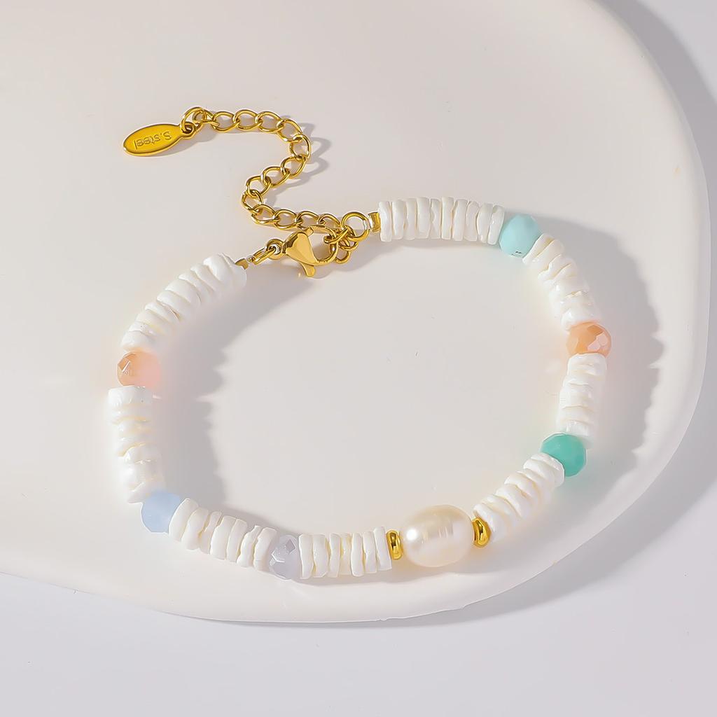European and American creative soft ceramic rice beads freshwater pearl bracelet fashionable and cute beach style bracelet