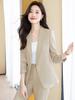 Women's Single-Breasted Navy Blue Long Sleeve Suit Jacket - Professional Spring/Autumn Formal Wear for Managers