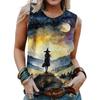 3D printed women's vest O-neck casual vest off the shoulder