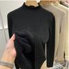 Women's Autumn Winter Half-High Neck Sweater Fleece-Lined Thickened Integrated Fleece Knit Top Warm Inner Wear Base Layer