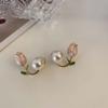 Girls Gift Imitation Pearls Pearl Ear Hook Tulip Earrings Women Pearl Studs Flower Ear Studs