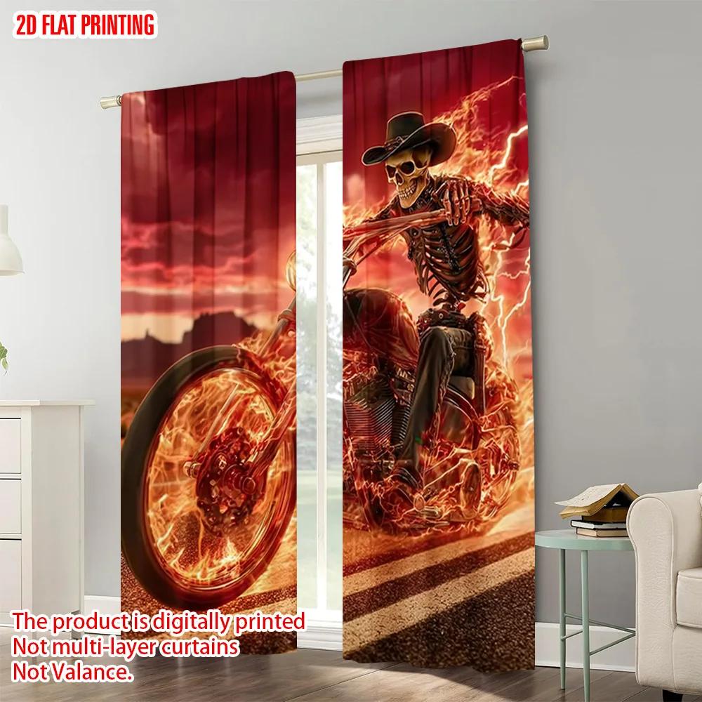 2pcs   plane printing Curtain Fabric Flame Knight Versatile Polyester Fabric (without rod) Room Decor Ldeal for Various Rooms