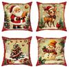 Christmas Decoration Pillowcase New Year Gift Santa Claus Fawn Snowman Pattern Home Room Decoration Sofa Cushion Cover