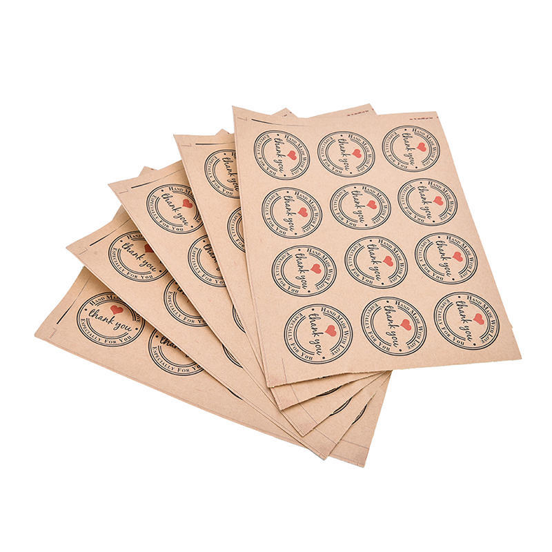 80pc Pegatinas Kraft gracias Corazón Sello De Fiesta Boda Favores etiquetas Craft