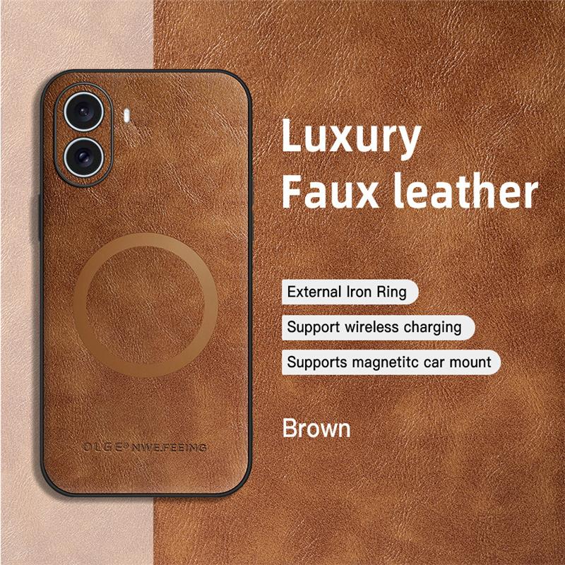 

Магнитный чехол Magsafe для телефона для POCO X7 Pro Беспроводная зарядка Кожаная крышка для POCO X6 X5 M6 F6 F5 F4 Pro Аксессуары для телефона For POCO X7 Pro коричневый