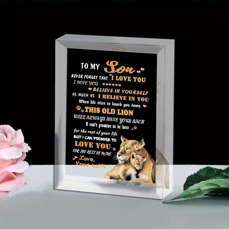 Inspirational Plaque with Lion Motif and Loving Quote for Son, Ideal for Graduation, Back-to-School, Bedroom Decor, Home Tabletop Decorations, Nurser