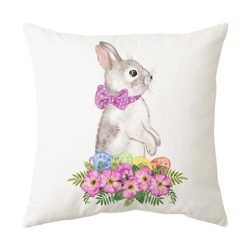 Easter Bunny Cartoon Cushion - Hand-painted Creative Sofa Back Pillow