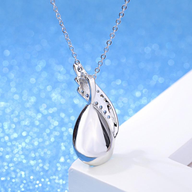 925 Sterling Silver Fashion Light Luxury Sea Blue Crystal Zircon Angel Wings Birthday Party Anniversary Gift