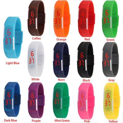 Einknopf-LED-Uhr mit dünnem Band, elektronisches Armband, Silikonuhr