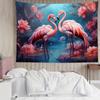 Horizontal Peach Skin Velvet Tapestry In  House Decoration 2D Flat Tapestry Room Decor Romantic Pink Flamingo  Floral