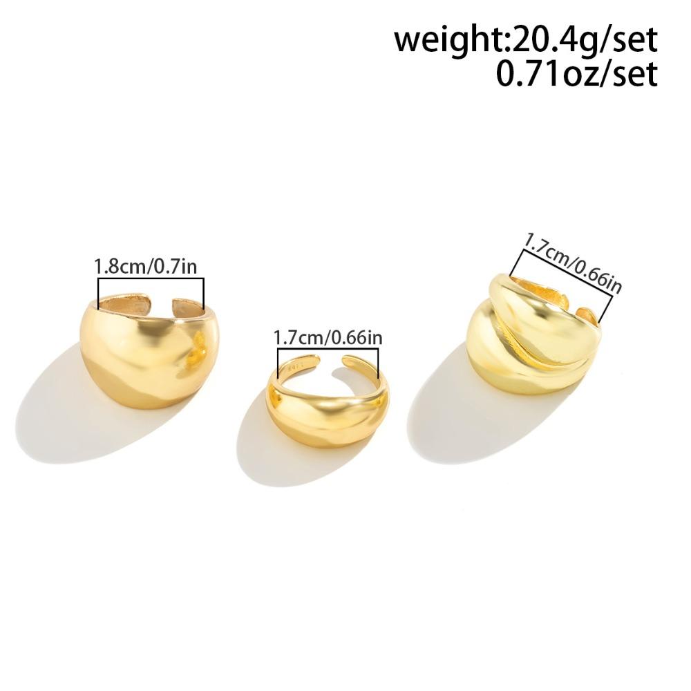 Hladký povrch Otevřený prsten Kovový texturovaný prsten Módní sada prstenů