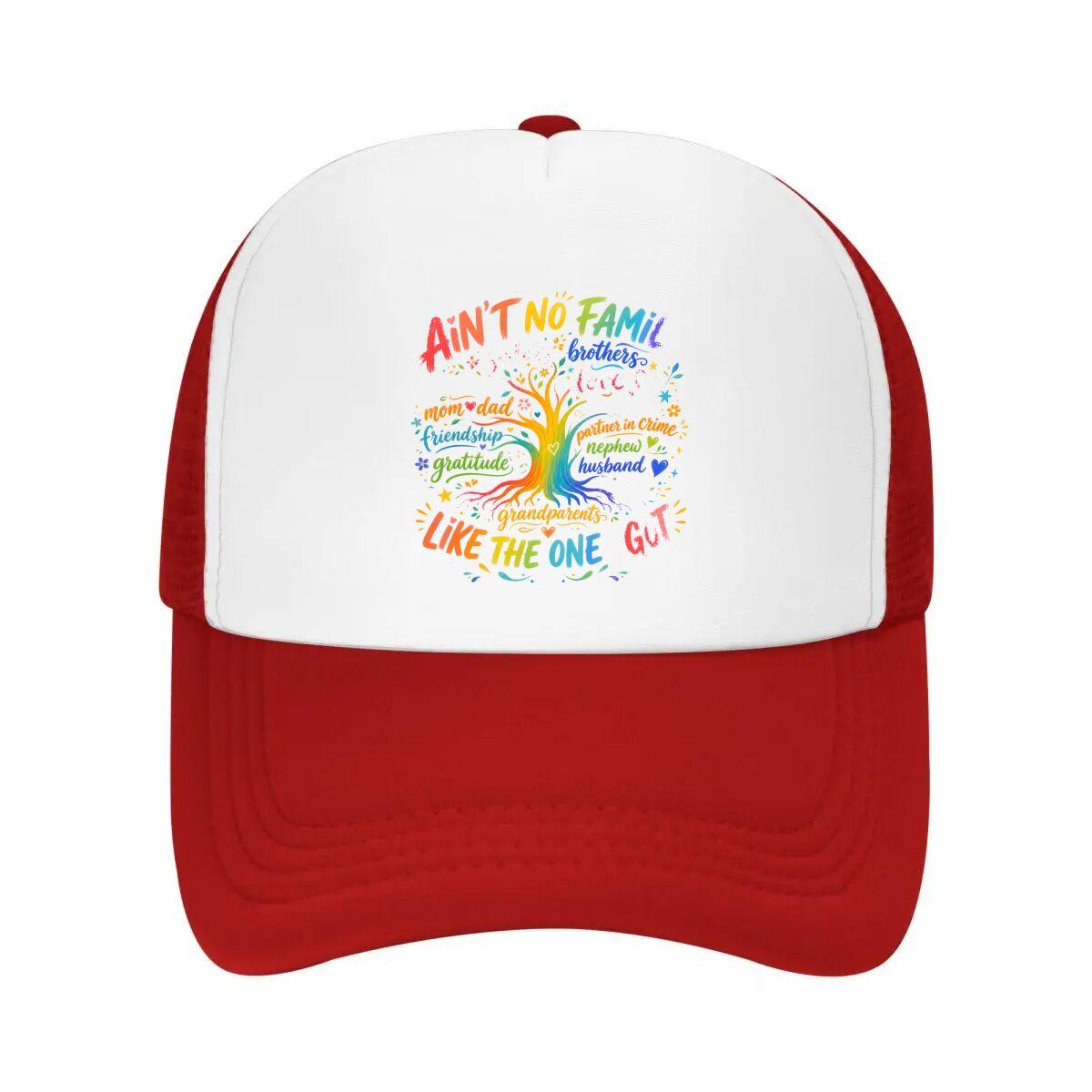 Rainbow Family Roots Word Art Mesh Baseball Cap Casual Hat Outdoor For Womens Unisex FeUnisex One Size