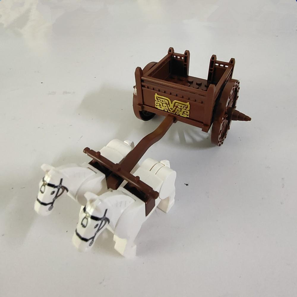 MOC Medieval Army Military Carriage War Horse Scale Model Building Block DIY Assembly Home Desk Decor Brick Gift Present Children Toys Playsets