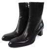 Hervorragende Stiefeletten TIURA-FE mit seitlichem Reißverschluss, kurze Stiefeletten aus schwarzem Leder, Damen, gebraucht