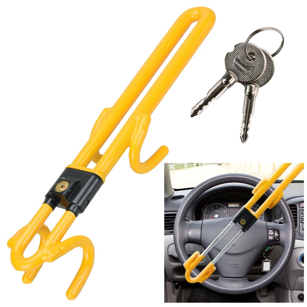 

[Smilea Official] Car Steering Wheel Lock - Easy Installation, Anti-Theft, Relay Attack Protection, Spare Key Included, Robust Cylinder, Double Lockin
