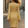 2025 Autumn Women's Button-Down Blazer Dress, Solid Color Office Dress with High Slit & Slim Fit, Long Sleeve Work to Daily Versatile Dress