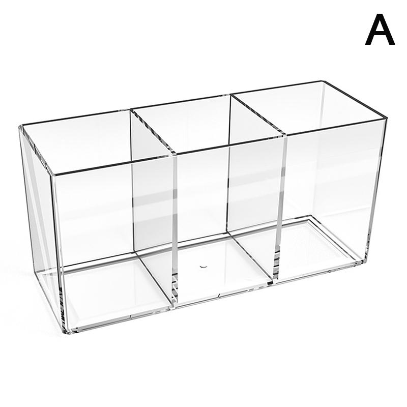 

Прозрачный органайзер для кистей для макияжа с 3 отделениями, хранение, подставка-держатель для дисплея для помады, лака для ногтей, настольная канцелярия, подставка для ручек