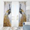 2pcs- Golden Elegant Peacock Polyester Fabric Curtains, Bathroom, Bedroom, Living Room, and Family Space Ornamental Curtains