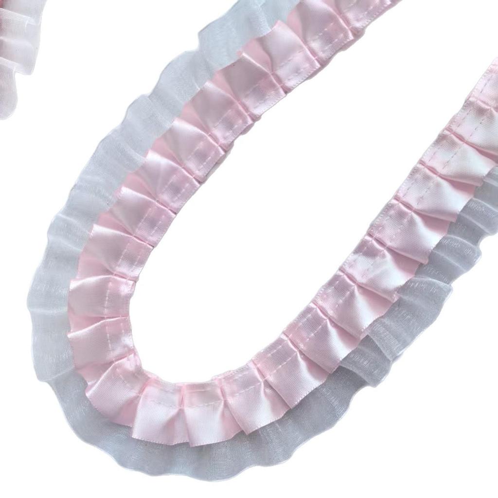 4cm Çift Katlı Şifon Pileli Dantel Kenarlı Kendin Yap Prenses Fırfırlı Kenar Kurdele