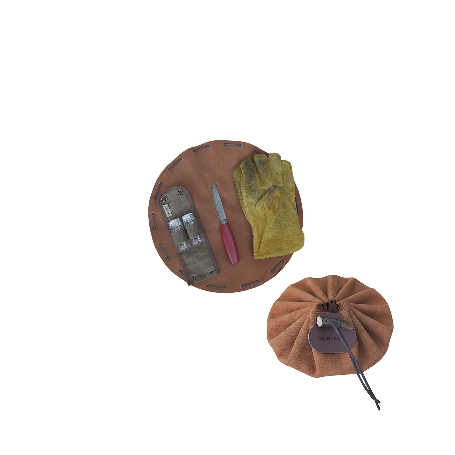 

YAJIN CRAFT Подсумок для трута, Подсумок для хранения из натуральной кожи, Многоцелевая сумка для хранения для использования на открытом воздухе, Органайзер для мелких предметов