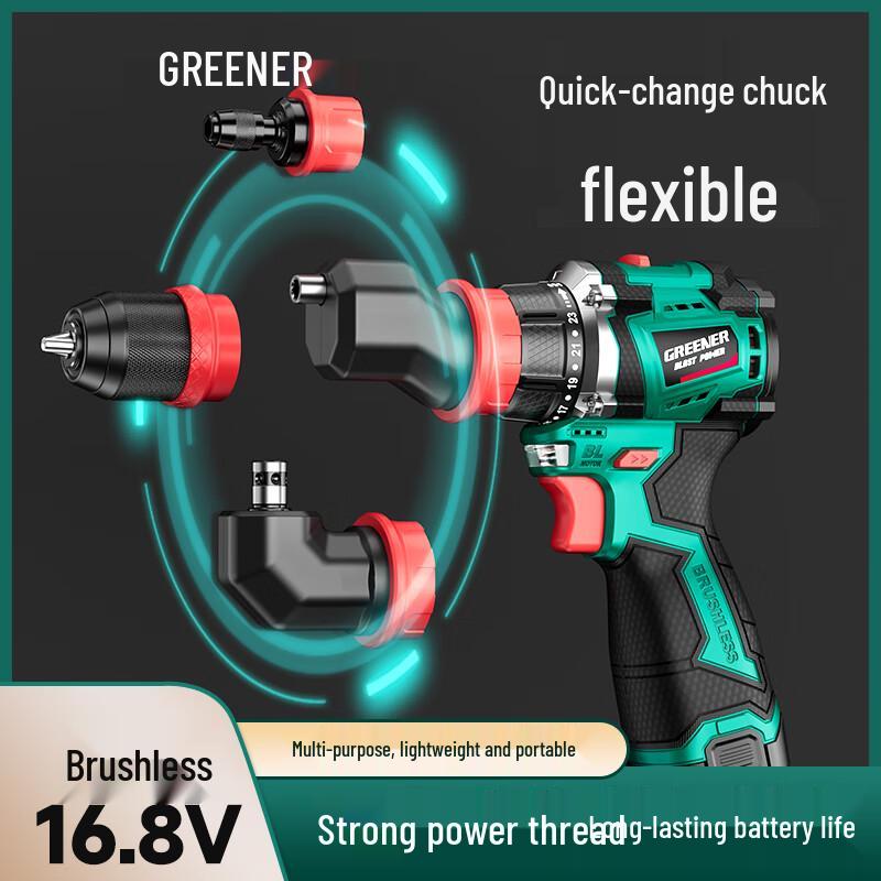 Green Forest 16,8V Akku-Schlagbohrschrauber-Set mit bürstenlosem Motor und CN-Stecker (Adapter enthalten)