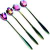 Stainless Steel Creative Long Handle Spoon Set - Mixing, Tea, Cake, Sugar, Dessert, Ice Cream, Cocktail Stirring, Coffee, Milkshake, Cold Drink - 4