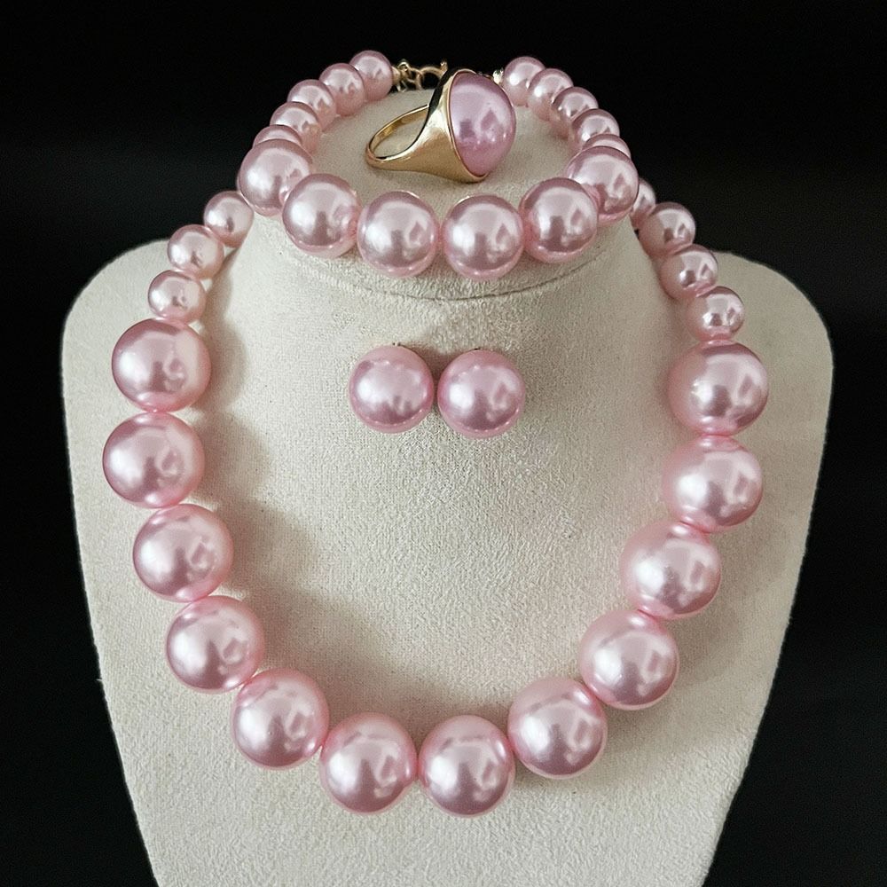 Vintage Style Imitation Pearl Jewelry Set Retro Elegant French Pearl Necklace Valentine‘s Day
