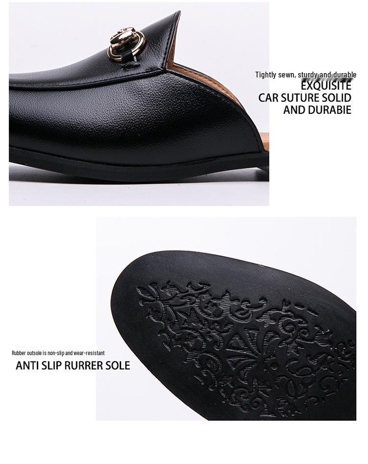 Herren Sommer Freizeit Slipper Leder Loafers: Britischer Stil, spitze Zehenpartie, Halbschuhe, minimalistische Mules.