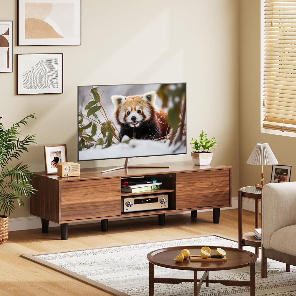 WLIVE TV Stand with TV Low Width TV Low TV Large TV Compatible with AV Living Bedroom ADSG620 Brown Door, Board, Board, 120cm, Stand, Type, Stand,