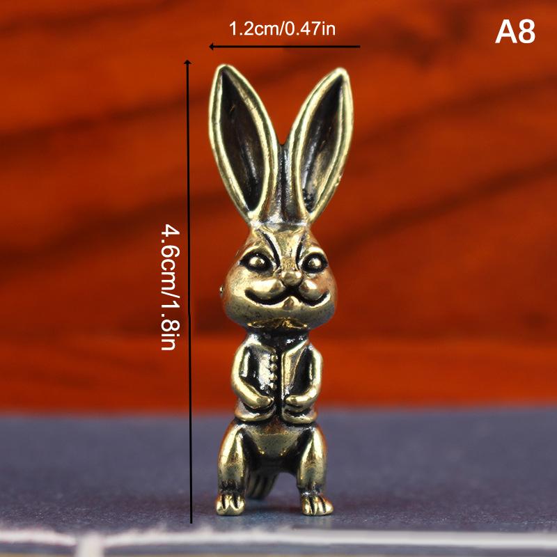 Niedliche Messingstatue Kaninchen im Vintage-Stil Kaninchenfigur Feng Shui Landschaftsbau Heim Schreibtisch Büro Regal Ornament Osterdekoration