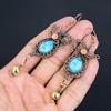Larimar Earrings, 999 Copper Wire Wrapped Jewelry, Gemstone Earrings, Gift For Her Handmade Dainty Jewelry
