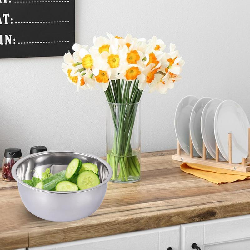 Schüssel-Set Edelstahl Schüssel-Set Küchenschüssel Salat-Küchenutensilien Verdickter Topf Runde Schüssel Haushalt Waschen