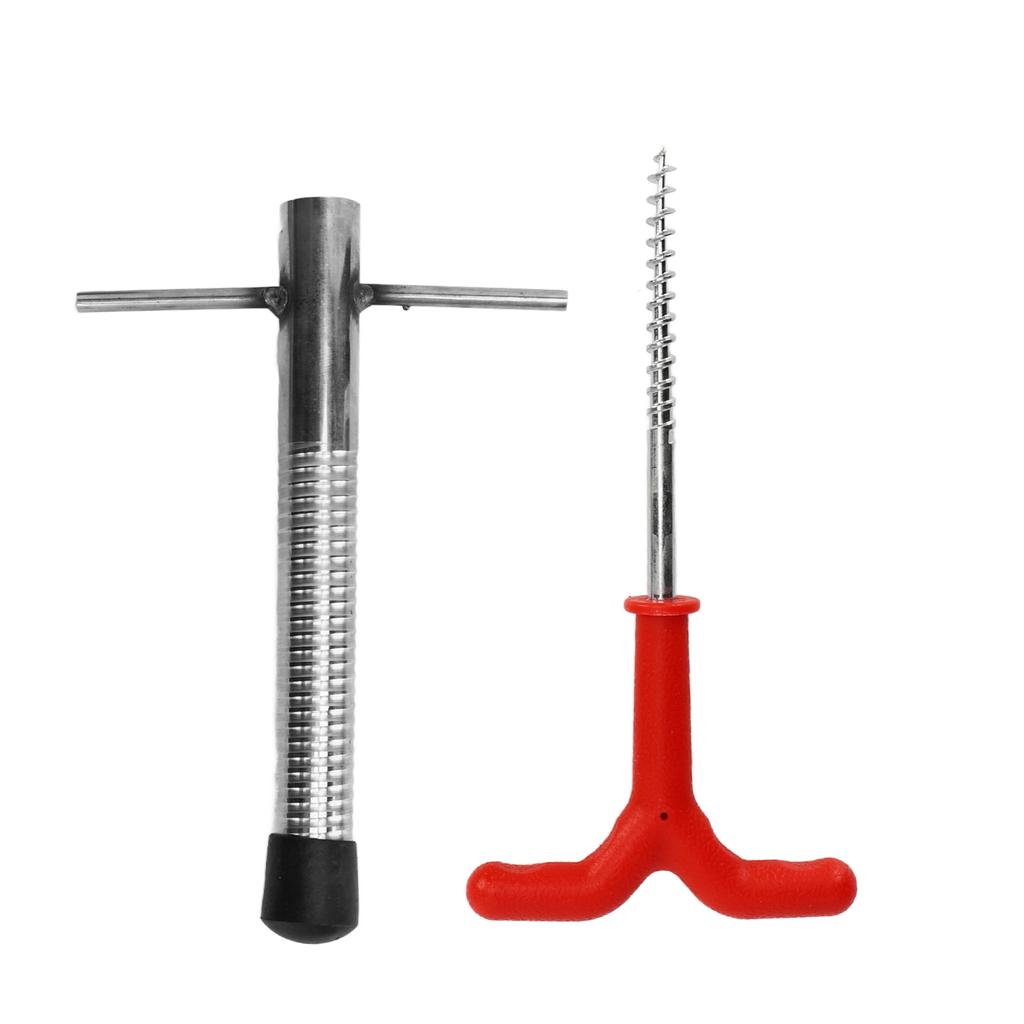 Ice Peg Drill Threaded Stainless Steel Multi Functional Ice Fishing Stake Nail Auger for Tent Shelter