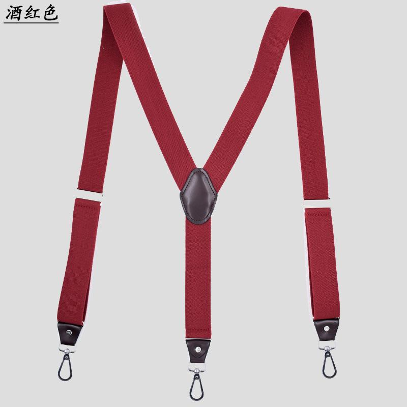 

Fashion Man s Suspenders Hook Braces Elastic Adjustable Suspensorio BretellesTirantes Casual Trousers Ligas Father s Gift бордовий