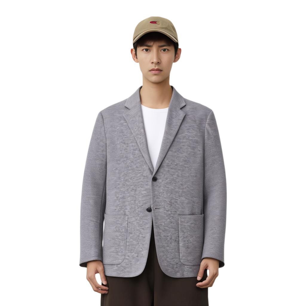 Uniqlo Solid Color Lapel Long Sleeve Suit Men Suits Light-Gray 444556-05