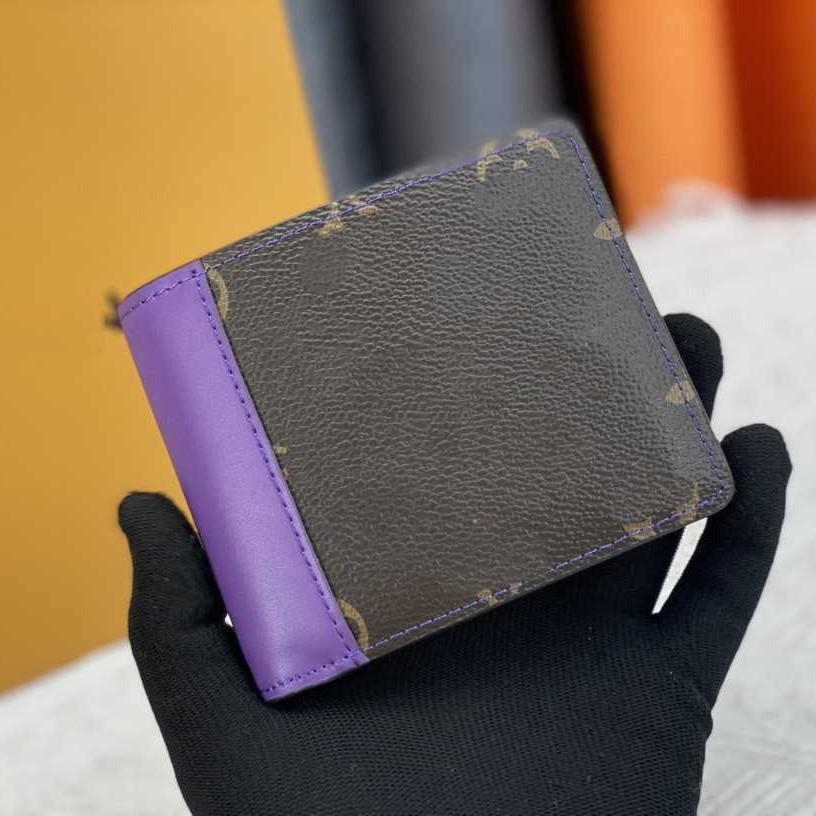 Unisex Genuine Leather Color Block Multi-Card Wallet