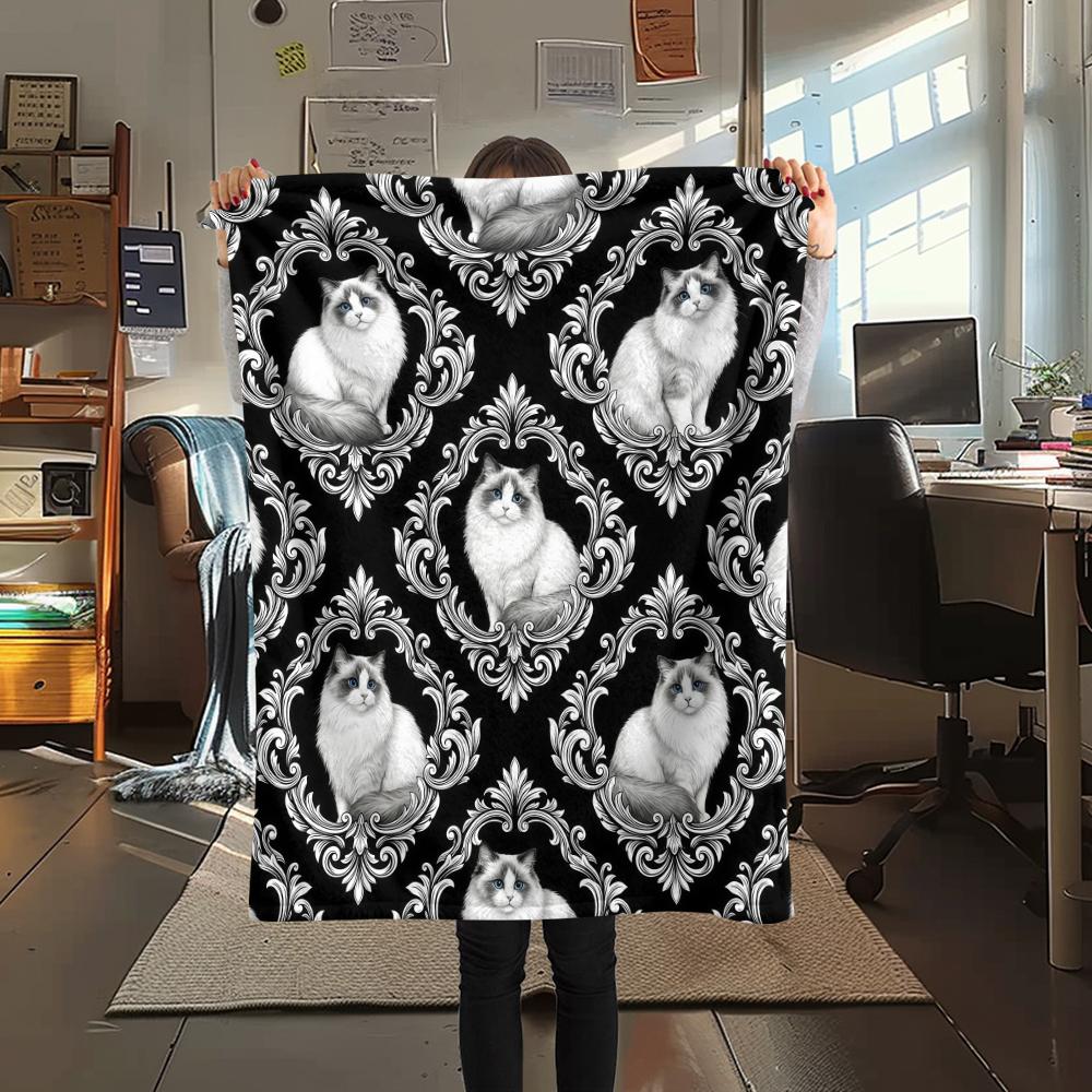 Black white skull kitten puppyPrint Flannel Blanket,High quality Comfortable for All Seasons,Home Decor,Warmth and Comfort,Perfect for Christmas Gifts 80cm x 120cm