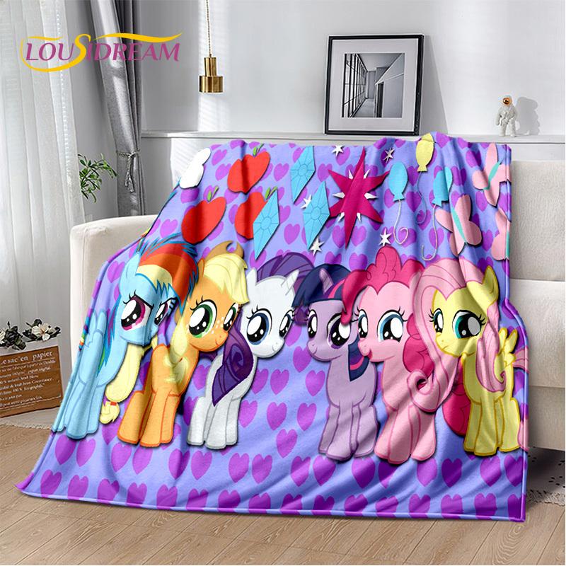 Cute 3D P-Pony Cartoon Unicorn Soft Plush Blanket,Flannel Blanket Throw Blanket for Living Room Bedroom Bed Sofa Picnic Kid Gift