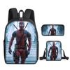 Deadpool 3pcs Student School Bag Backpack Lunch Bags Pencil Case Gifts Kids