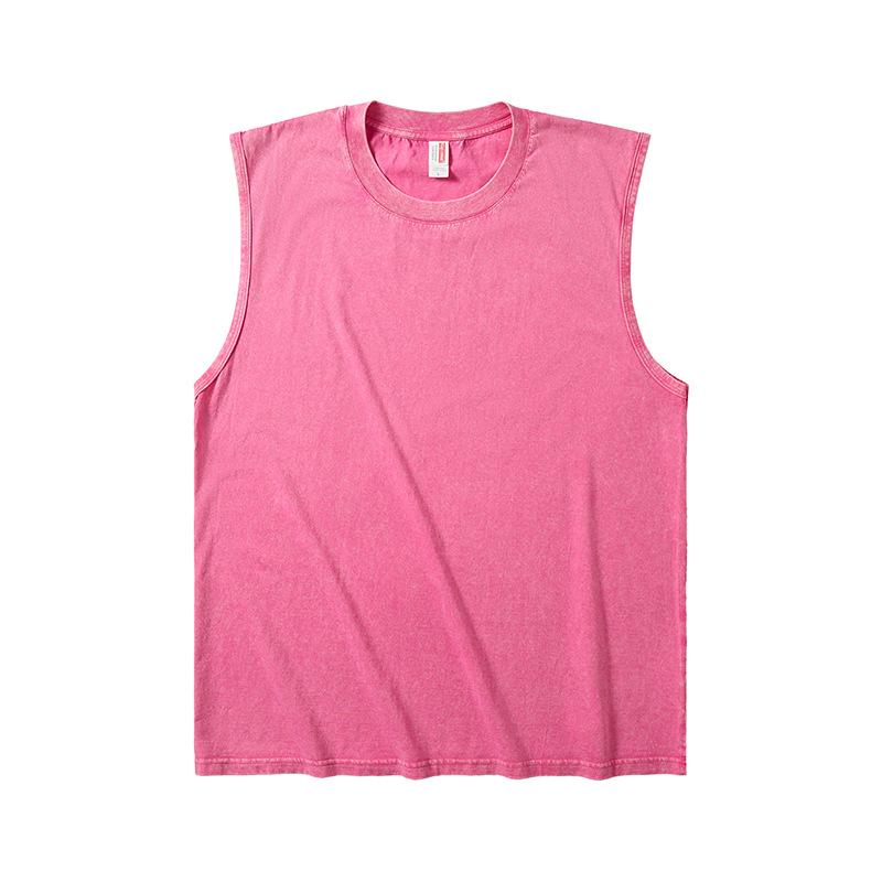 Mens Oversize Washed Cotton Sleeveless T Shirt Loose Retro Style