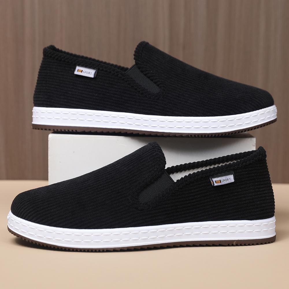 Old Beijing cloth shoes men's shoes velvet breathable casual single shoes men's platform work shoes lightweight one-pedal shoes men