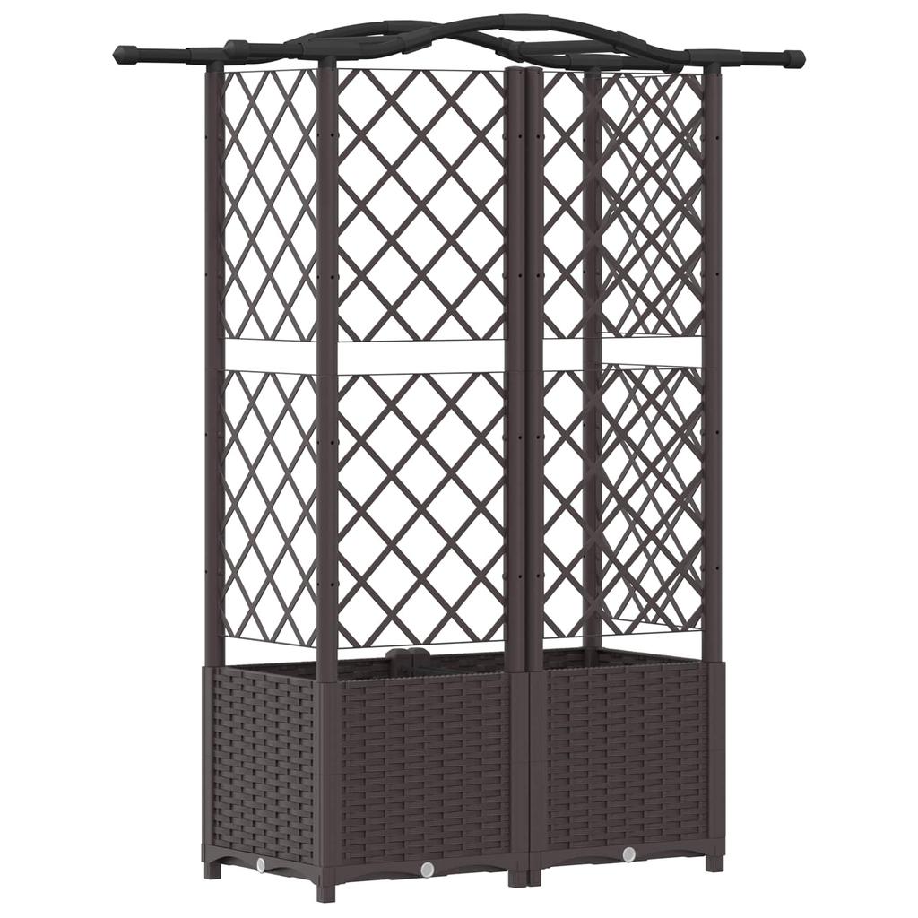 Raised Garden Bed with Trellis and Hanging Roof Brown 122 x 40 x 141 cm PP